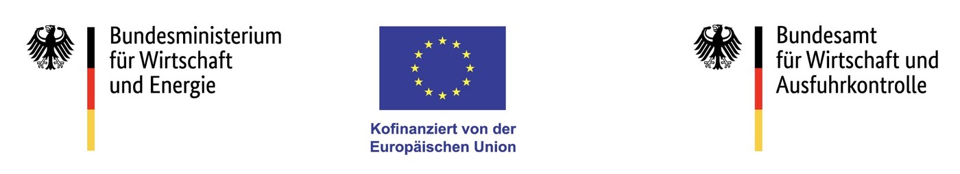 Bundesministerium für Wirtschaft und Energie, kofinanziert von der Europäischen Union, Bundesamt für Wirtschaft und Ausfuhrkontrolle